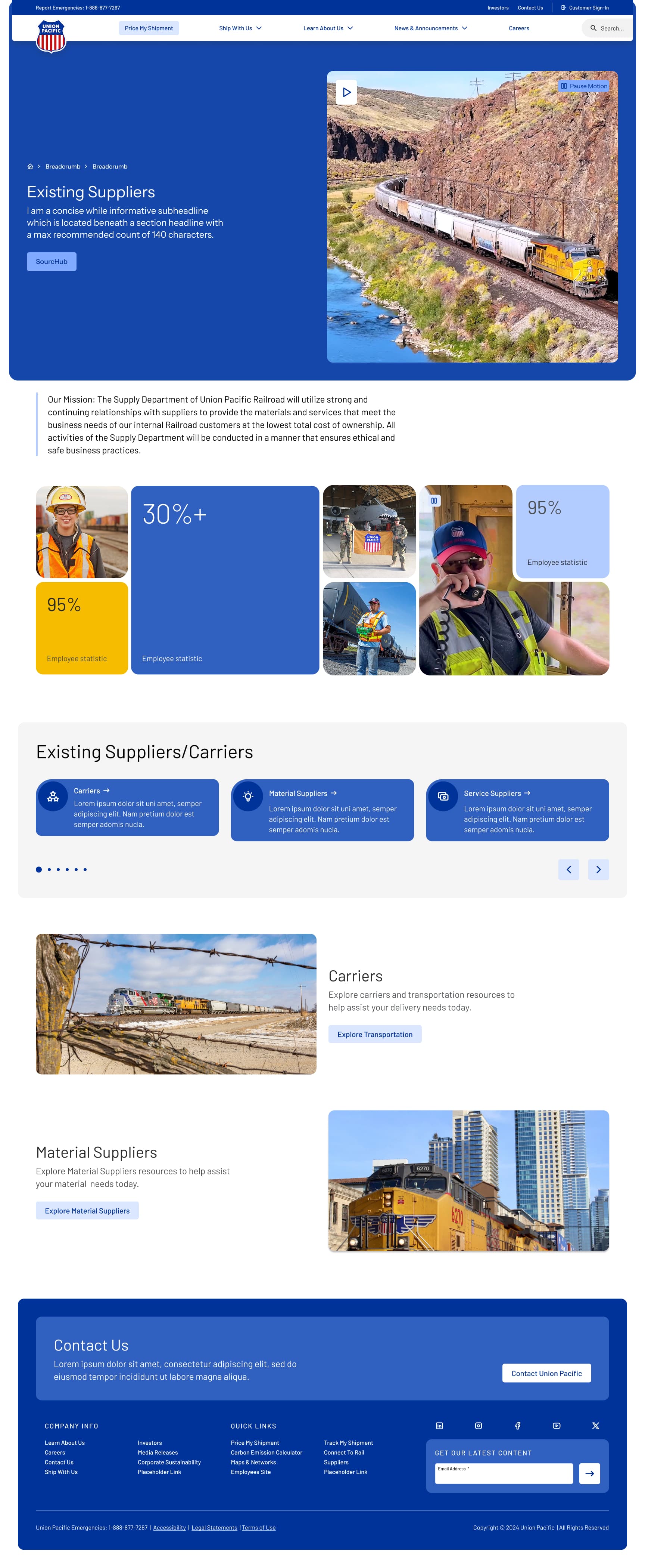 Existing supplier page design