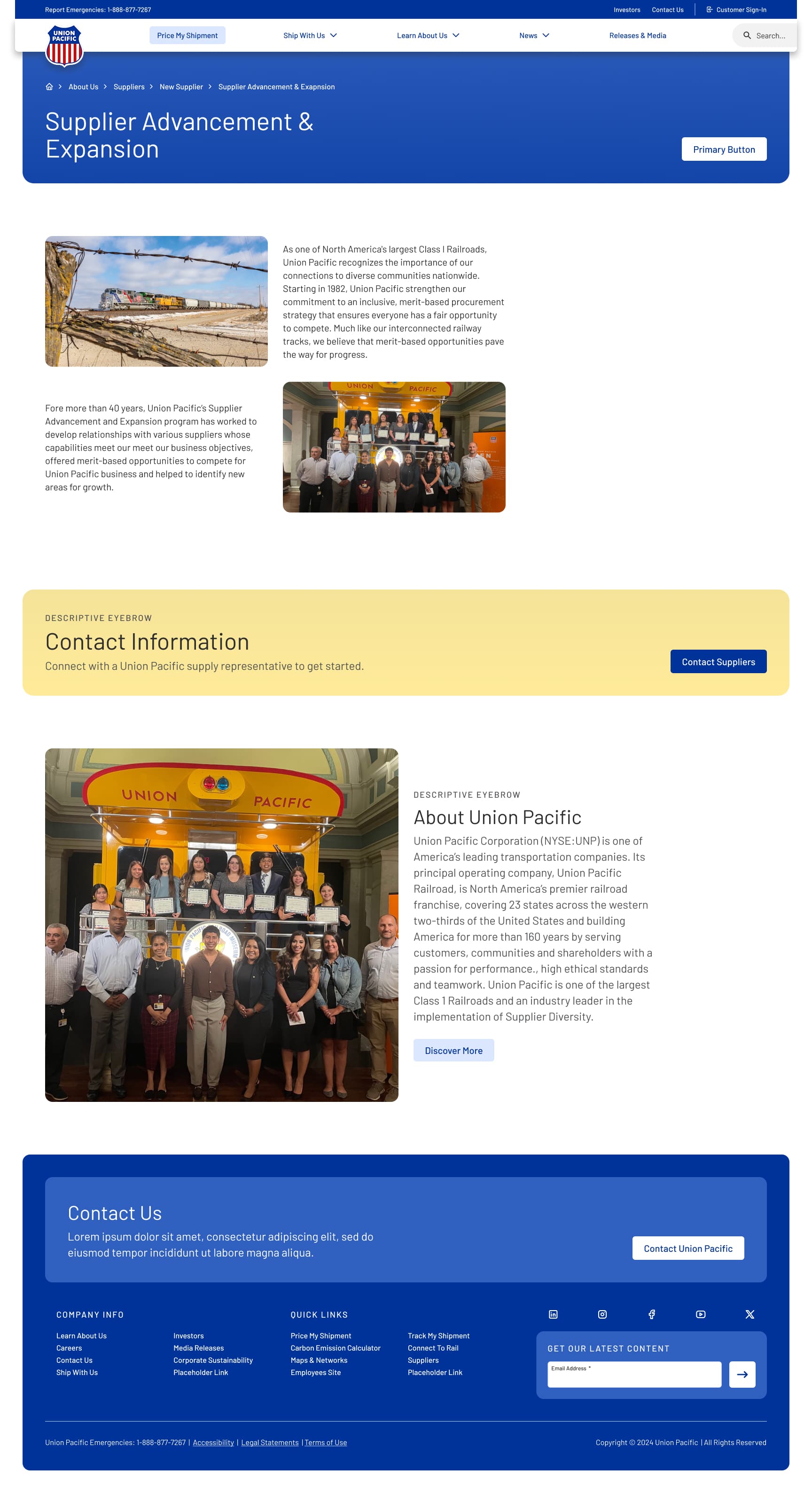 Supplier advancement and expansion page