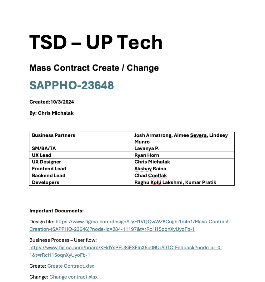 Technical specification document