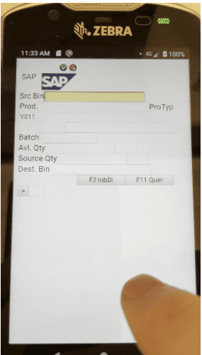 SAP Zebra interface screenshot